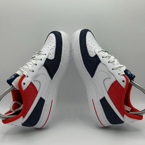 Nike Air Force 1 Low GS USA Denim White Blue Red - Picture 6 of 8